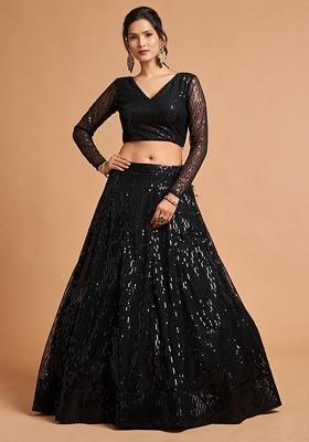 Black Emboridered Blended Lehenga Choli