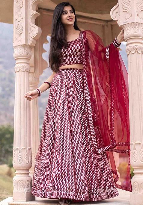 Pink Embellished Blended Lehenga Choli — view on Indya