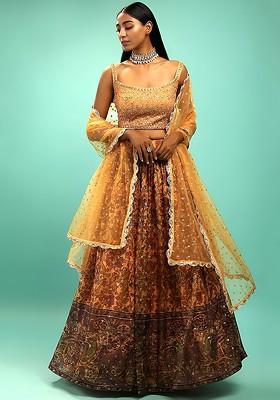 Yellow Embellished Blended Lehenga Choli