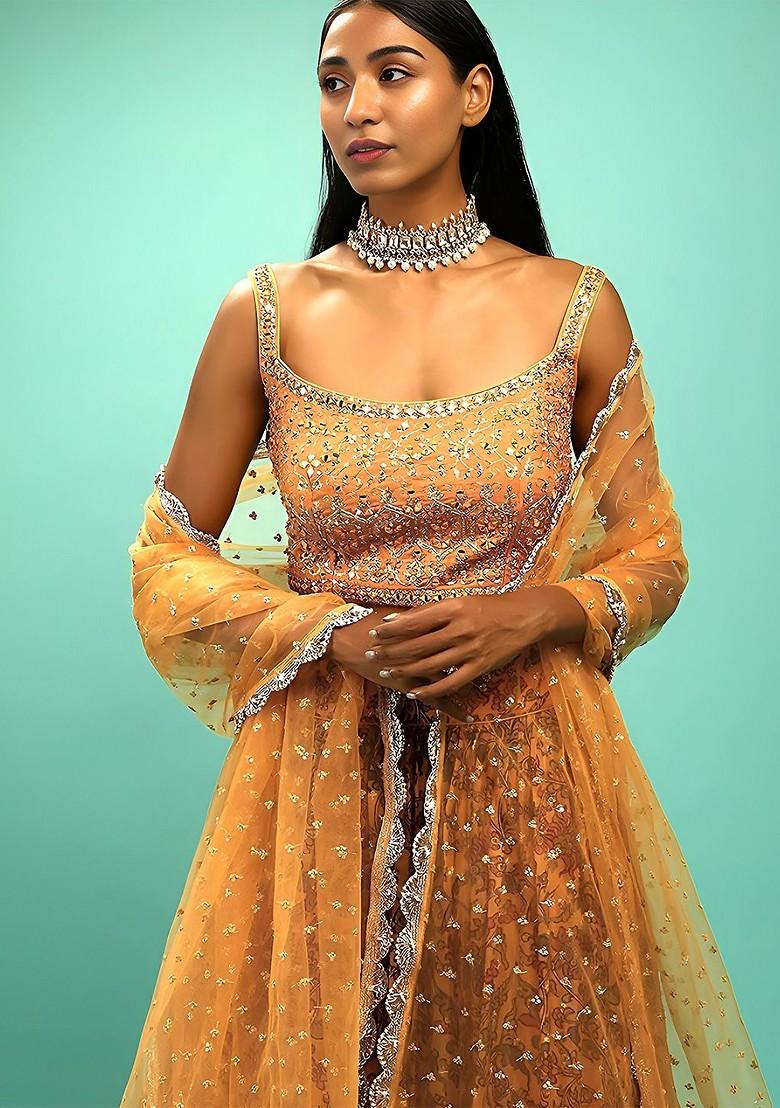 Yellow Embellished Blended Lehenga Choli - Indya