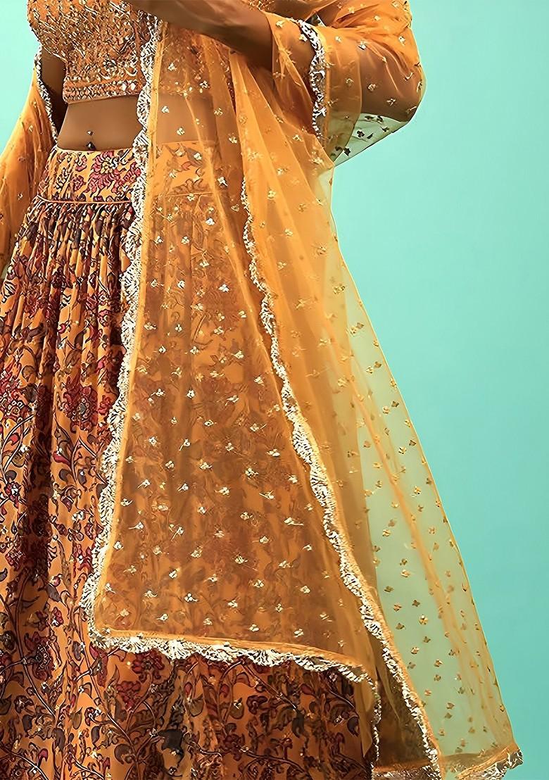 Yellow Embellished Blended Lehenga Choli - Indya