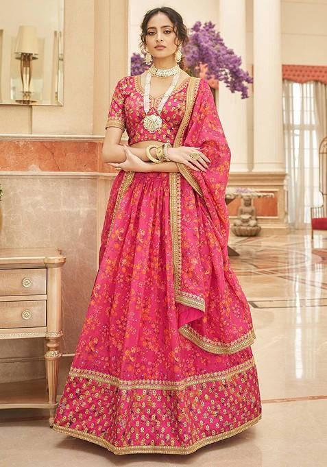Pink Emboridered Blended Lehenga Choli — view on Indya
