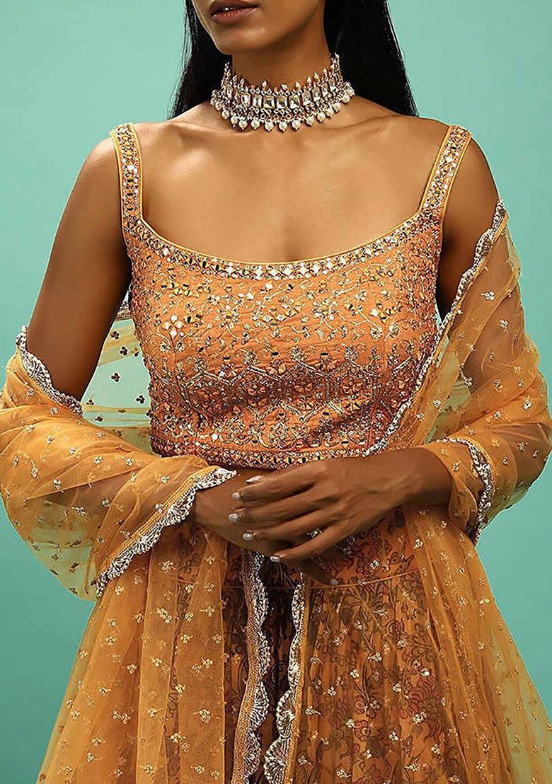Yellow Embellished Blended Lehenga Choli - Indya