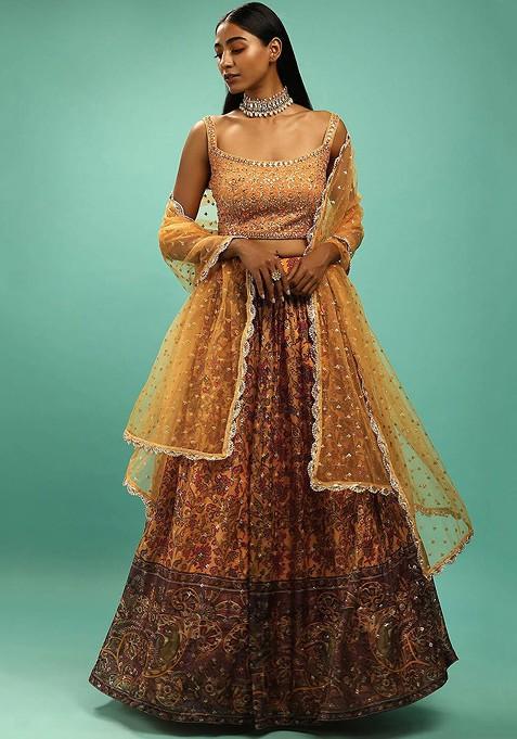 Yellow Embellished Blended Lehenga Choli — view on Indya