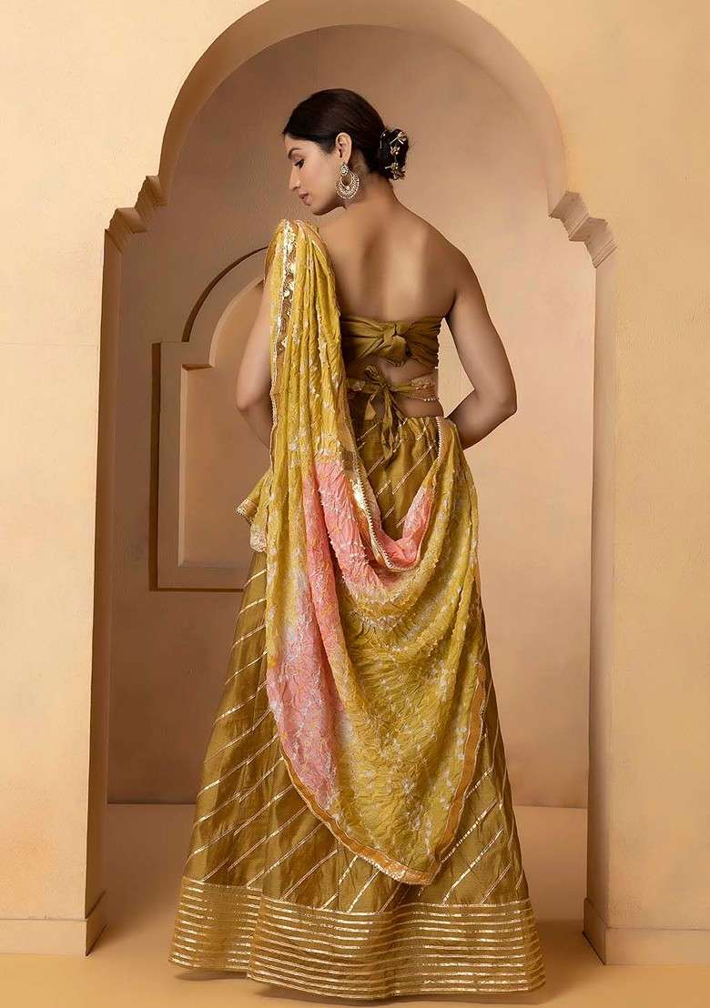 Gold Emboridered Blended Lehenga Choli - Indya
