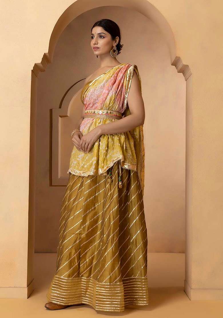 Gold Emboridered Blended Lehenga Choli - Indya