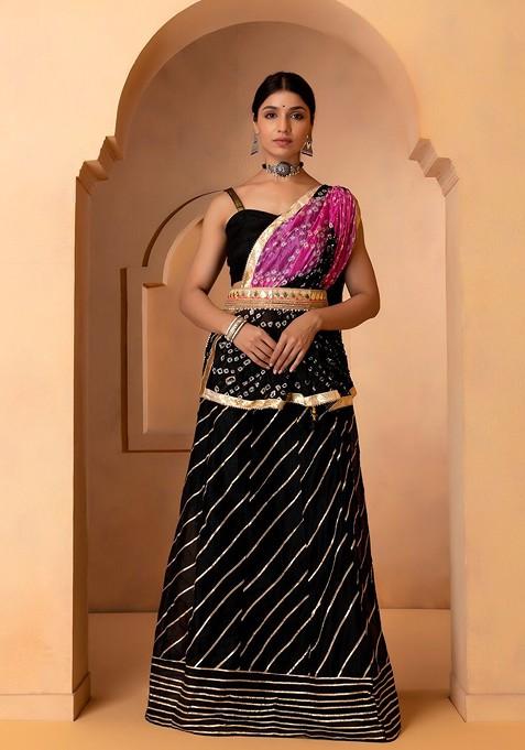 Black Embellished Blended Lehenga Choli — view on Indya