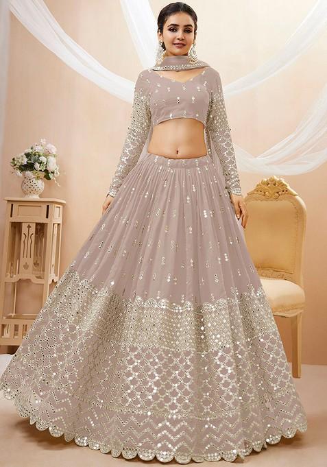 Grey Emboridered Blended Lehenga Choli — view on Indya
