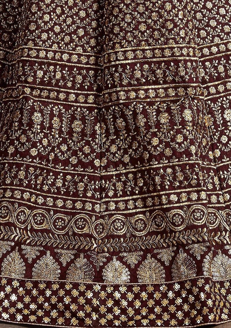 Maroon Emboridered Blended Lehenga Choli - Indya