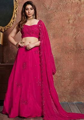 Pink Emboridered Blended Lehenga Choli