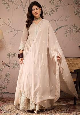 Peach Emboridered Blended Lehenga Choli