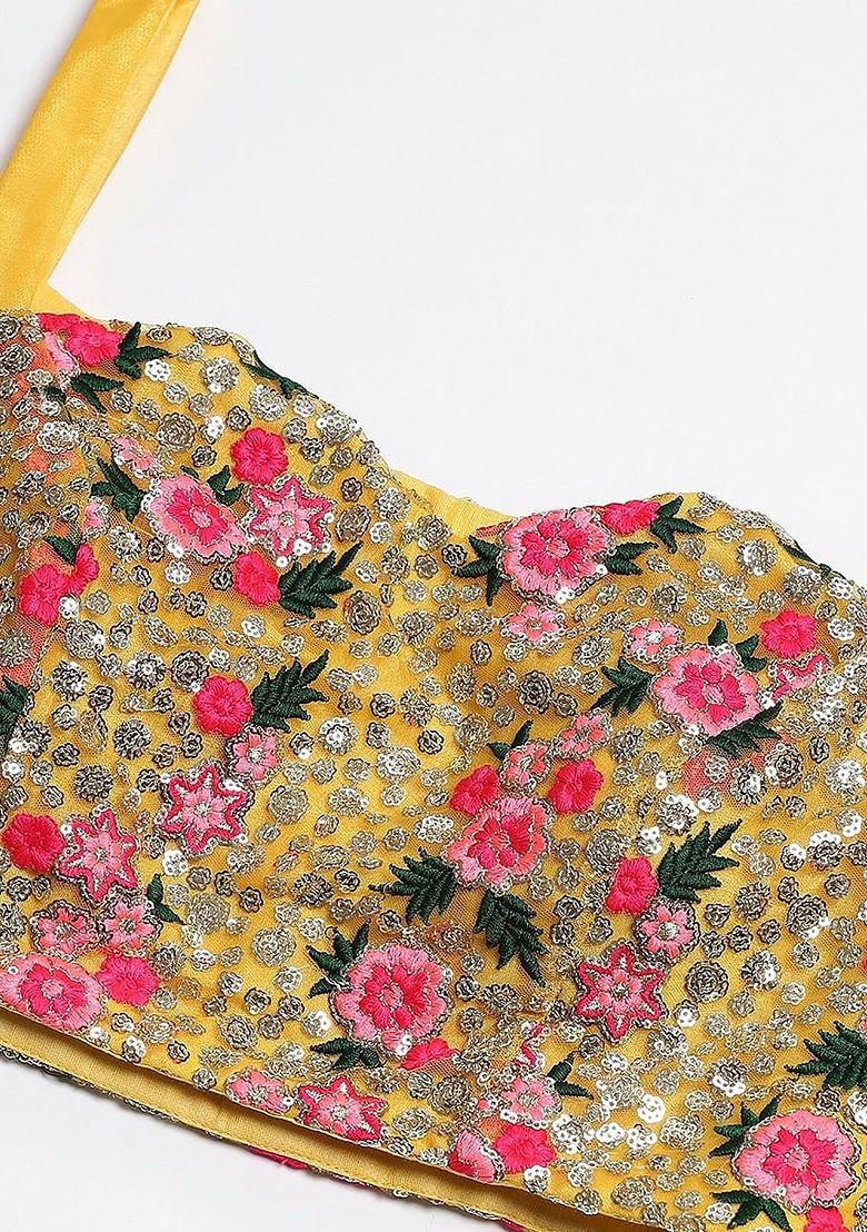 Yellow Emboridered Blended Lehenga Choli - Indya
