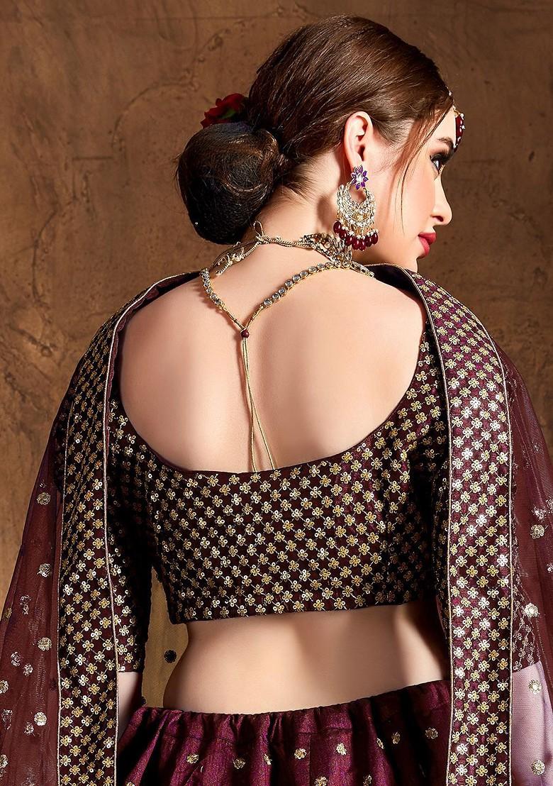 Maroon Emboridered Blended Lehenga Choli - Indya