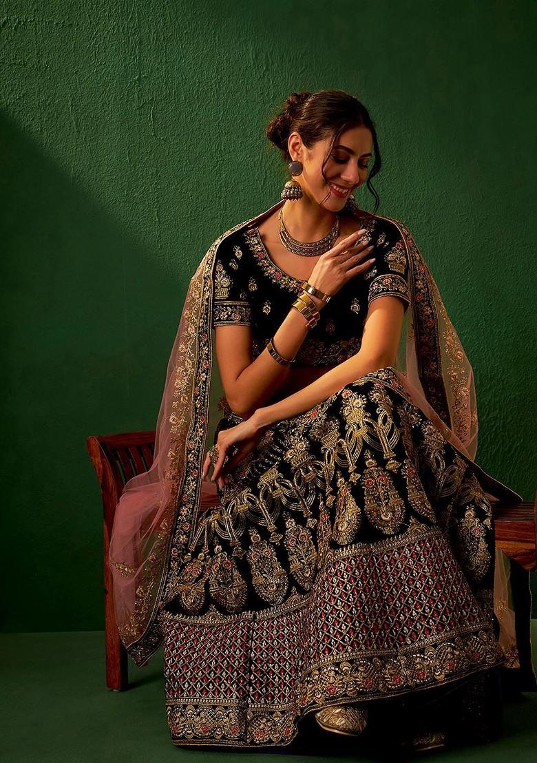 Maroon Emboridered Blended Lehenga Choli - Indya