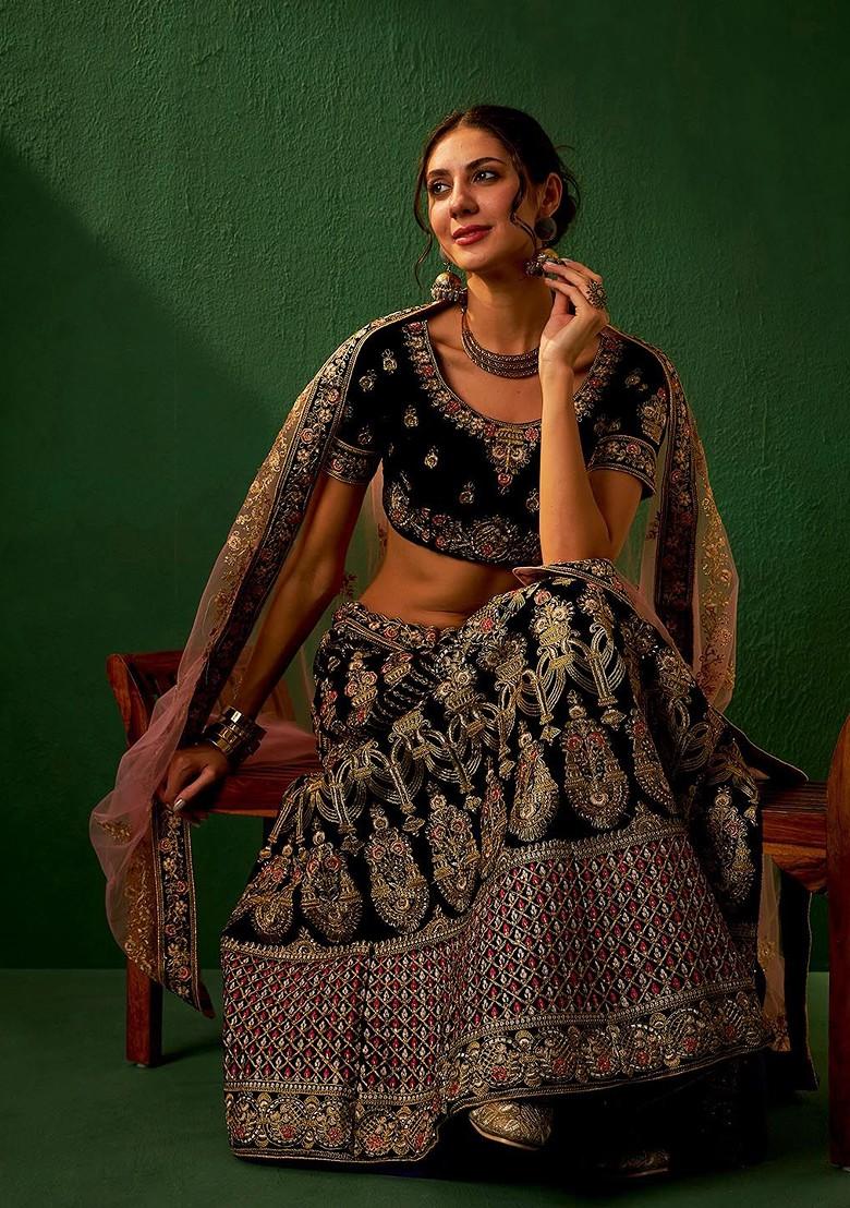 Maroon Emboridered Blended Lehenga Choli - Indya