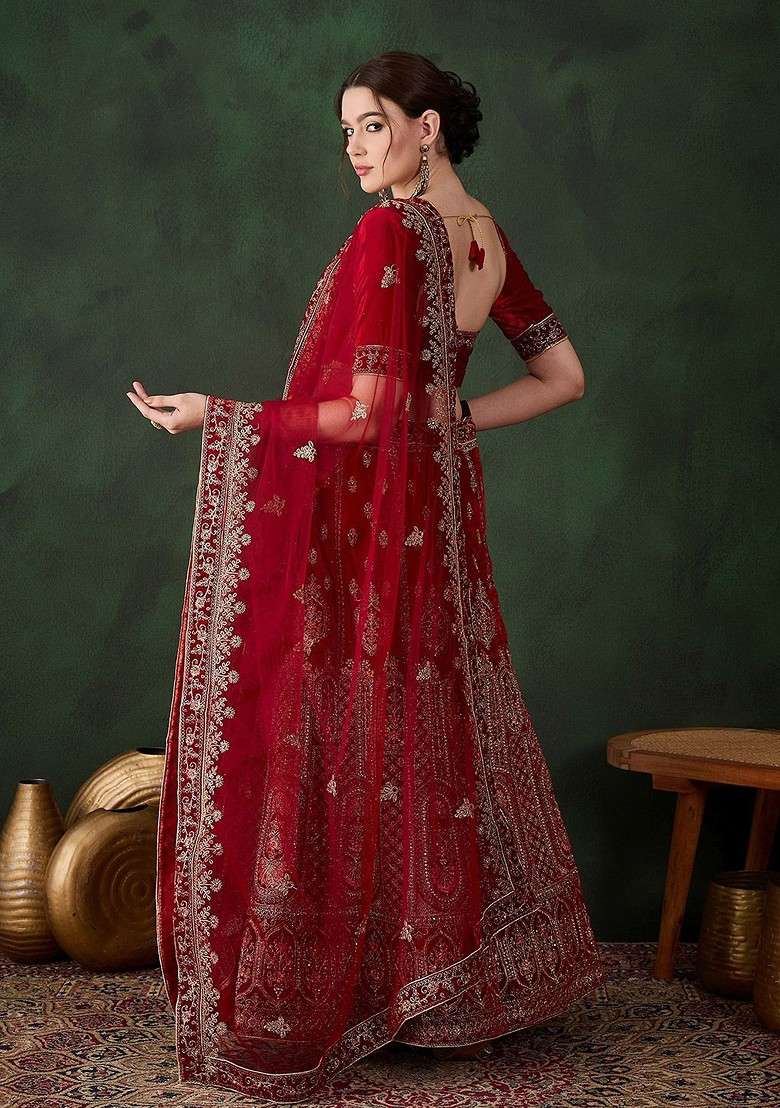 Maroon Emboridered Blended Lehenga Choli - Indya