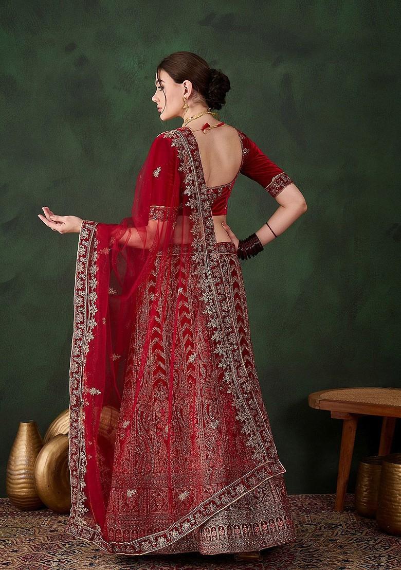 Maroon Emboridered Blended Lehenga Choli - Indya
