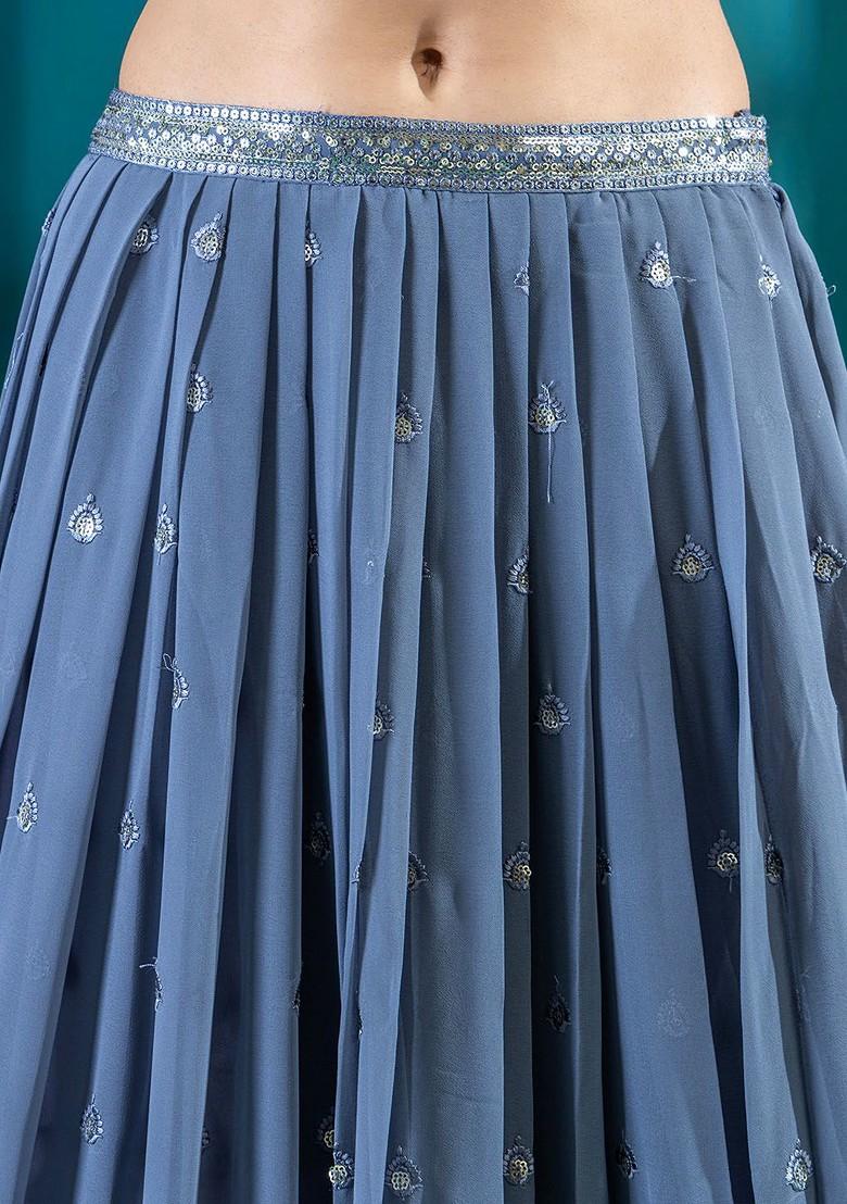 Grey Emboridered Blended Lehenga Choli - Indya