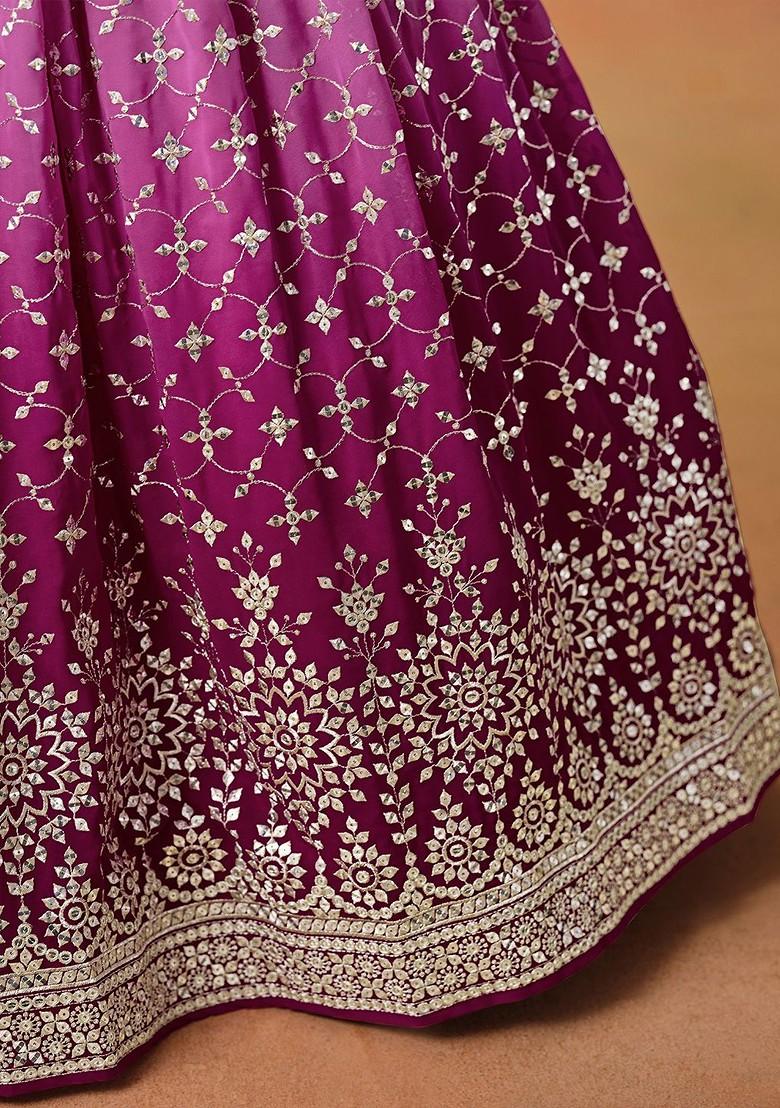 Pink Emboridered Blended Lehenga Choli - Indya