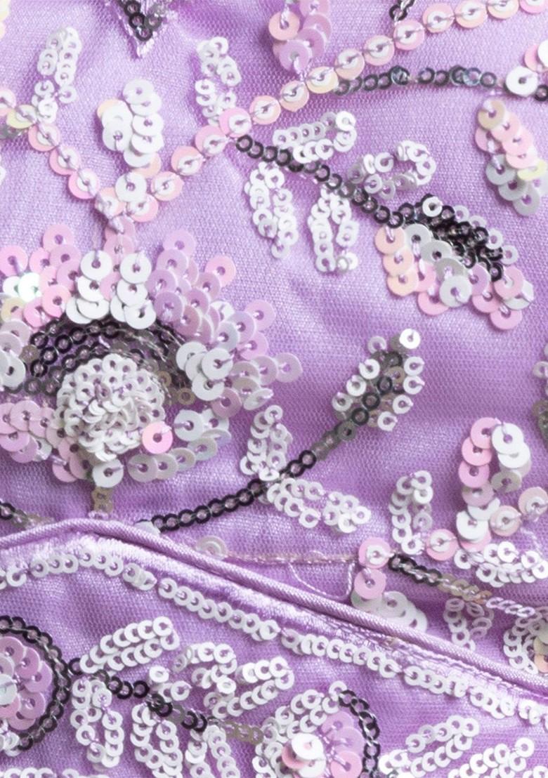 Lavender Emboridered Blended Lehenga Choli - Indya