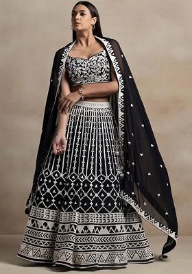 Black Emboridered Blended Lehenga Choli