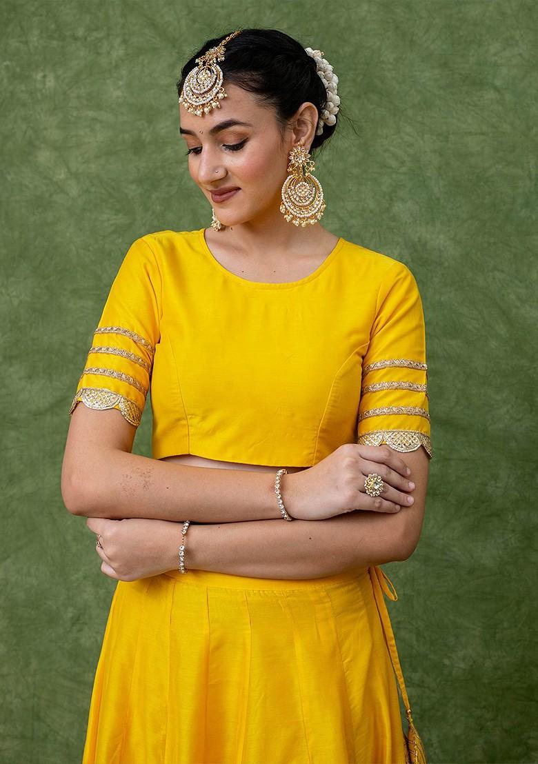 Yellow Gotta Patti Blended Lehenga Choli