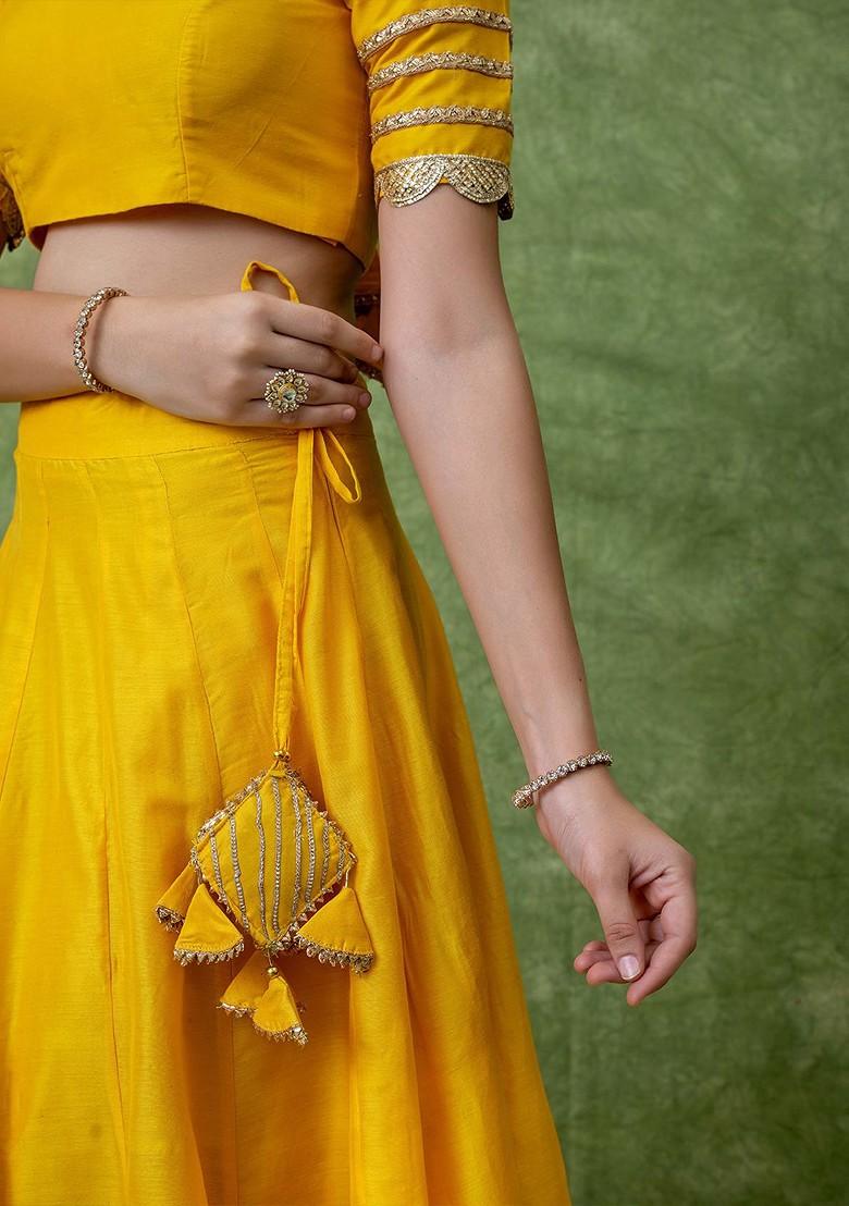 Yellow Gotta Patti Blended Lehenga Choli