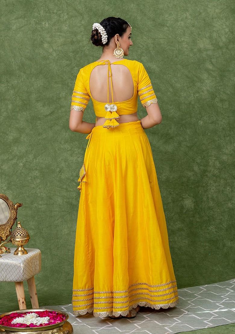Yellow Gotta Patti Blended Lehenga Choli