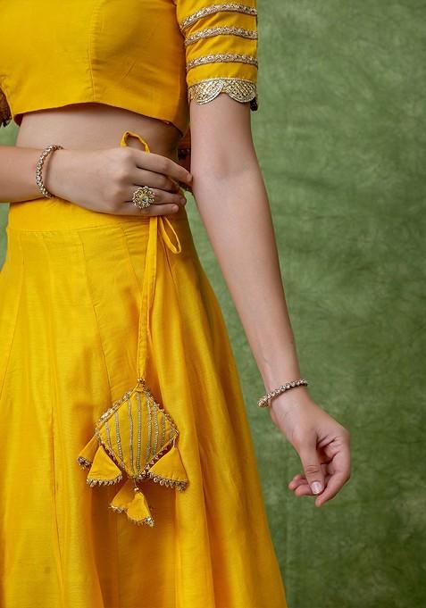 Yellow Gotta Patti Blended Lehenga Choli