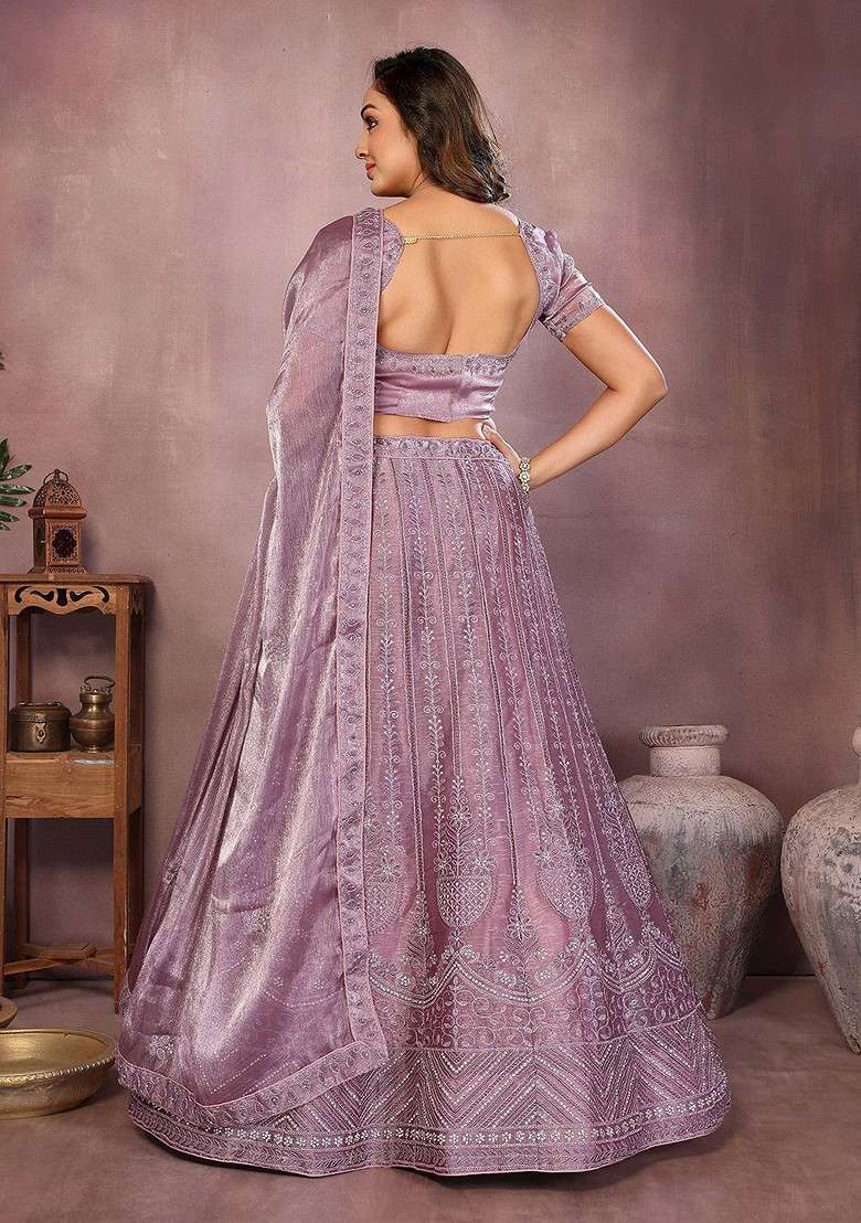Purple Embellished Blended Lehenga Choli - Indya