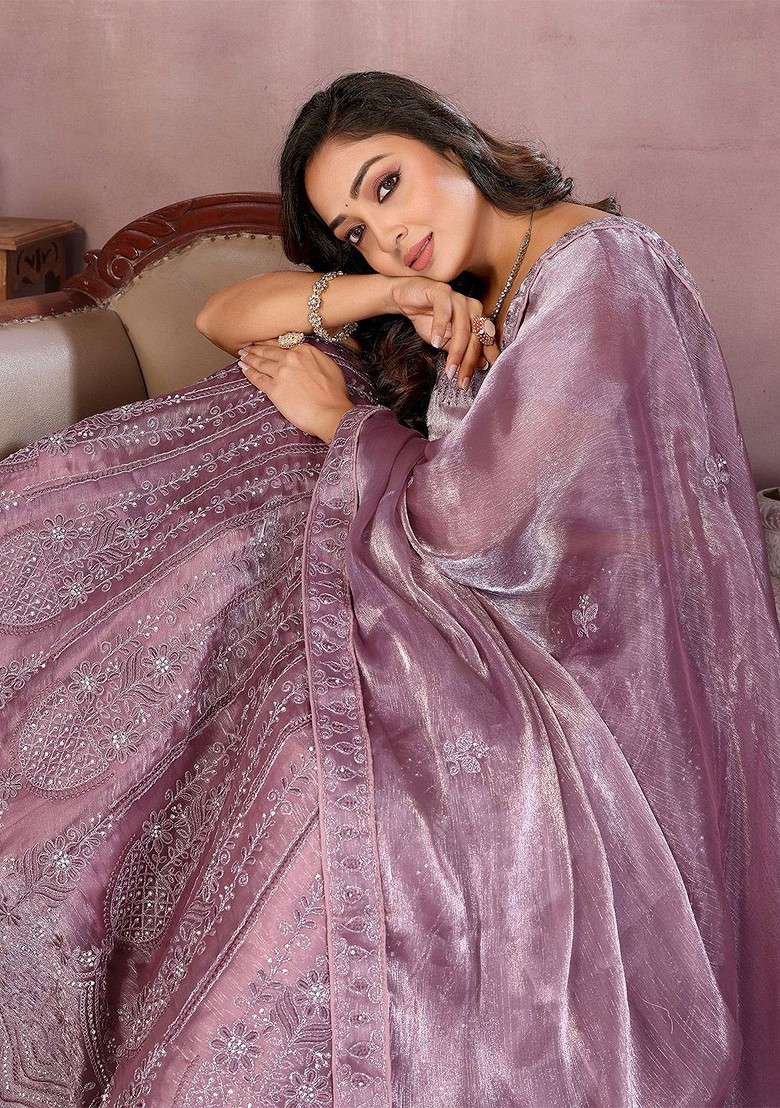 Purple Embellished Blended Lehenga Choli - Indya
