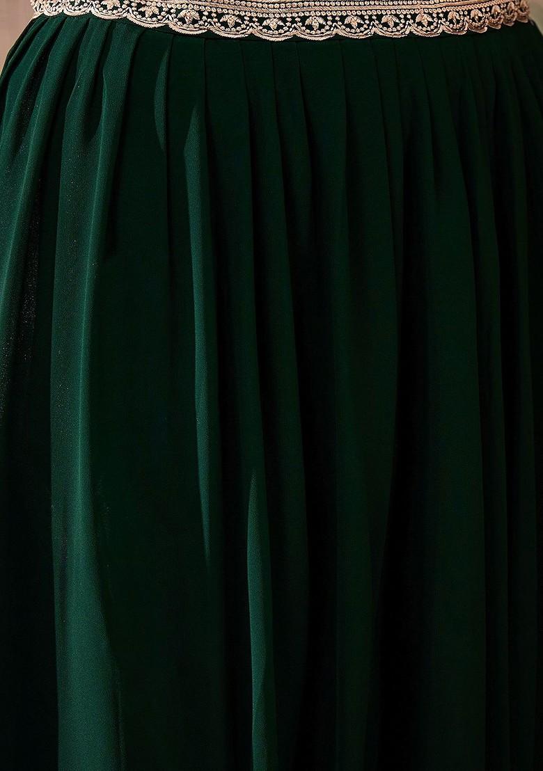 Green Emboridered Blended Lehenga Choli