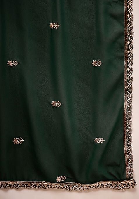 Green Emboridered Blended Lehenga Choli