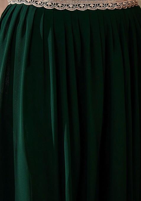 Green Emboridered Blended Lehenga Choli