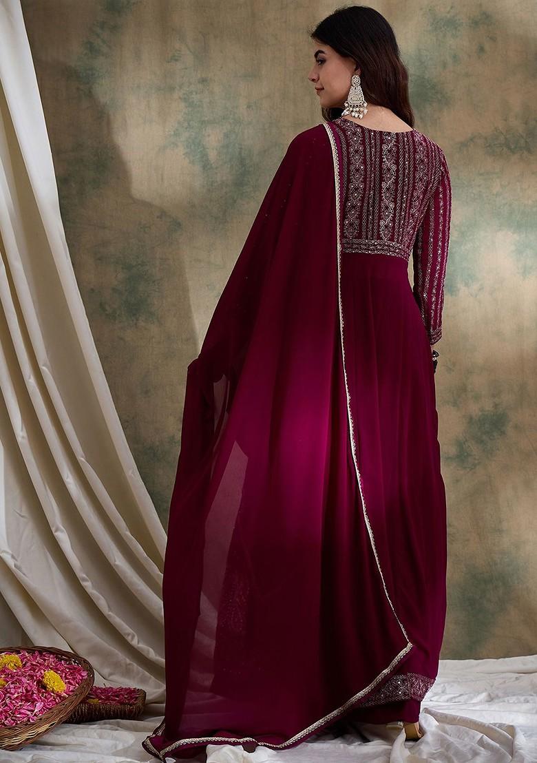 Purple Emboridered Blended Lehenga Choli - Indya