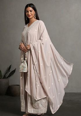 Peach Emboridered Blended Lehenga Choli