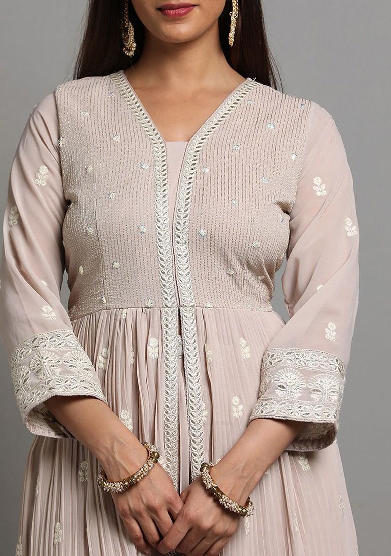 Peach Emboridered Blended Lehenga Choli - Indya