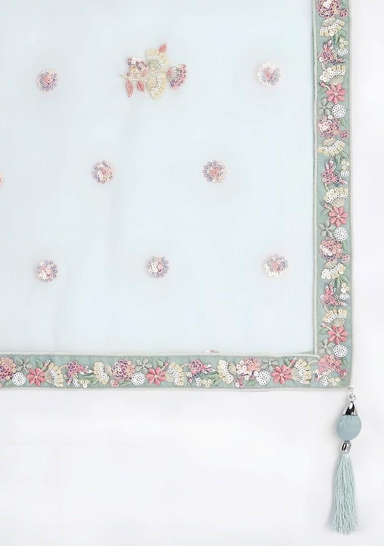 Sea Green Embellished Blended Lehenga Choli - Indya