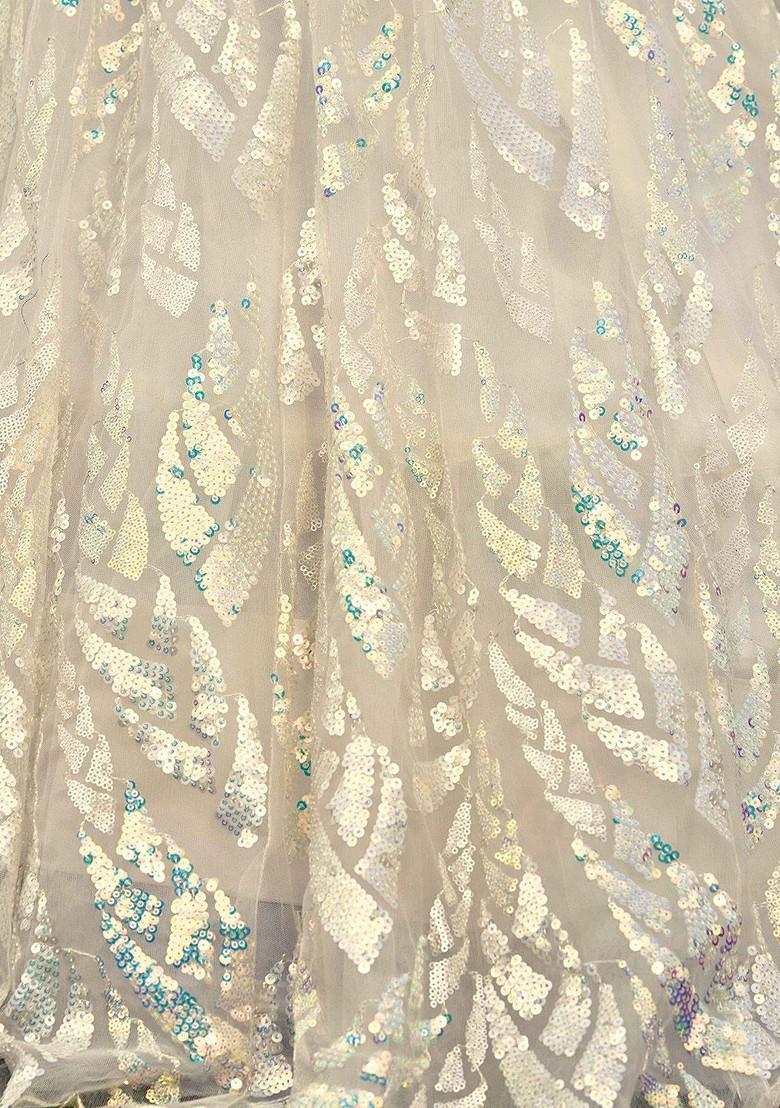 White Emboridered Blended Lehenga Choli - Indya