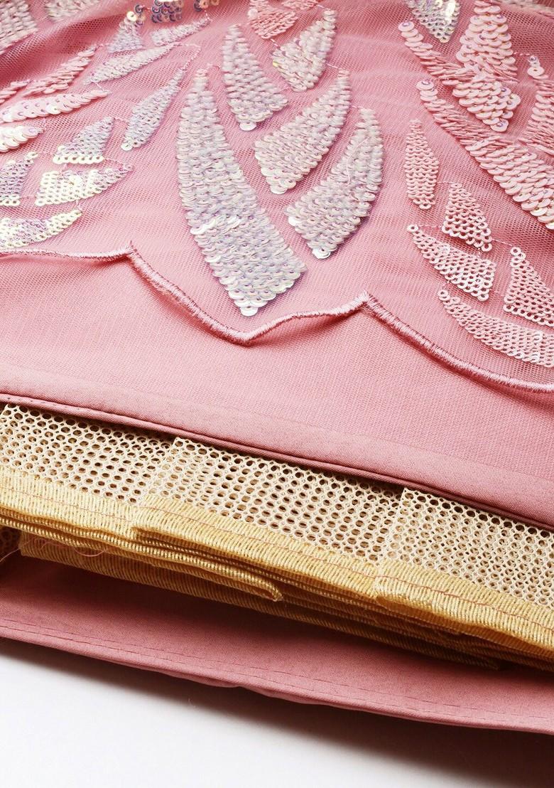 Pink Embellished Blended Lehenga Choli - Indya