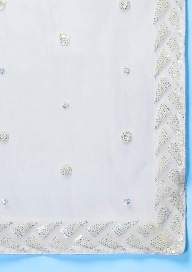 White Embellished Blended Lehenga Choli - Indya