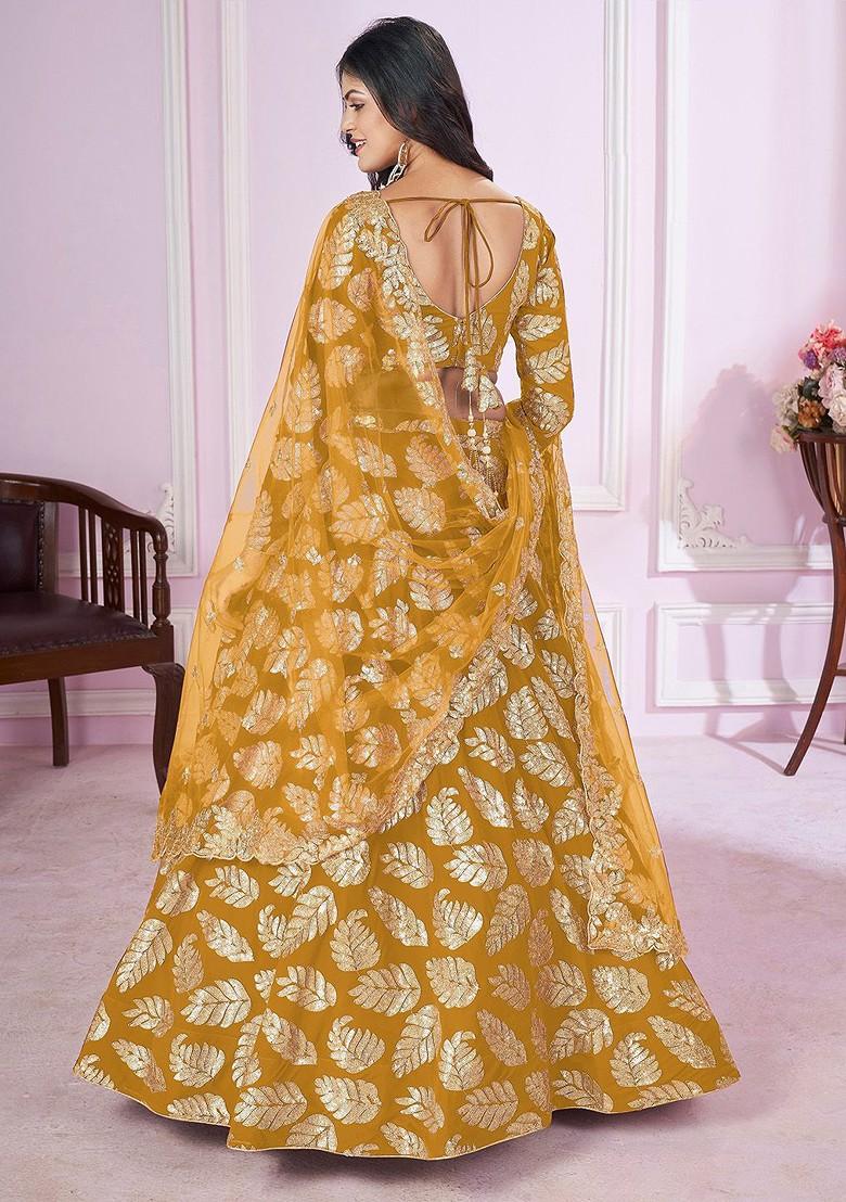 Yellow Emboridered Blended Lehenga Choli - Indya