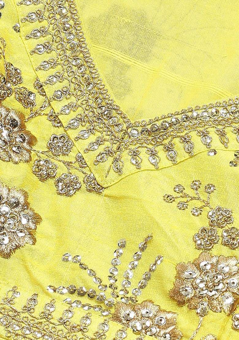 Lime Green Emboridered Blended Lehenga Choli - Indya