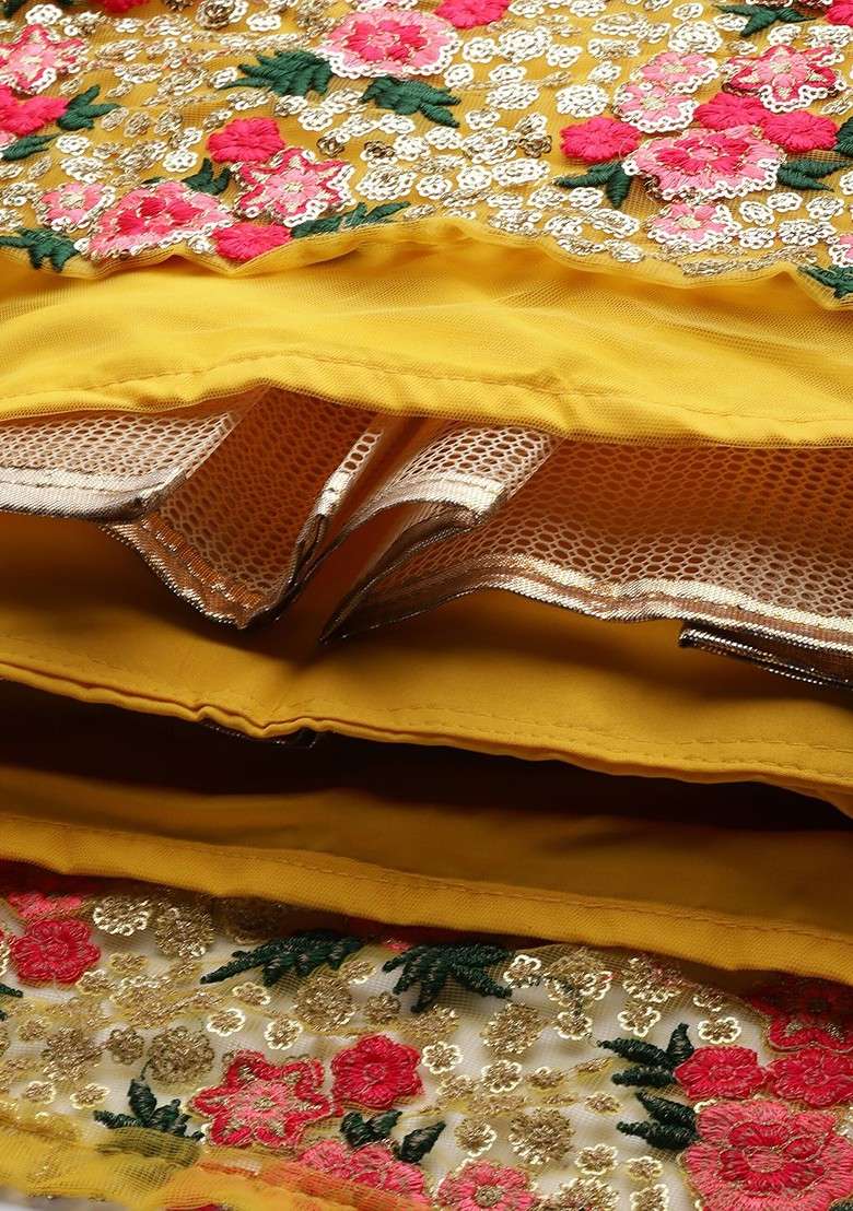 Yellow Emboridered Blended Lehenga Choli - Indya