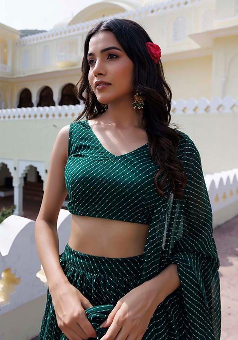 Green Emboridered Blended Lehenga Choli