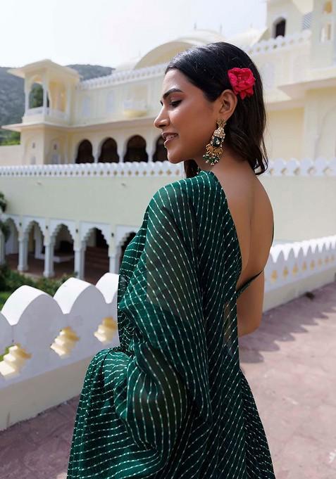 Green Emboridered Blended Lehenga Choli