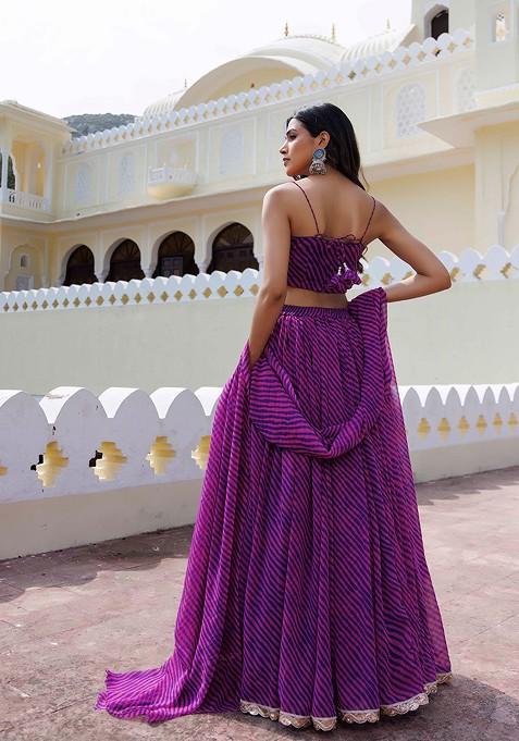 Pink Printed Blended Lehenga Choli