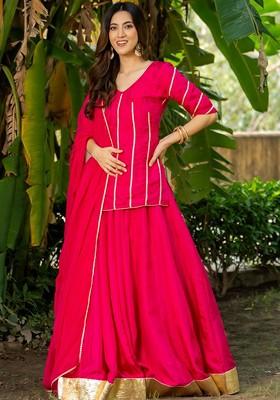 Pink Emboridered Blended Lehenga Choli