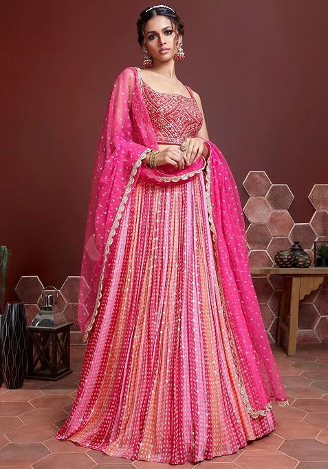 Pink Embellished Blended Lehenga Choli — view on Indya
