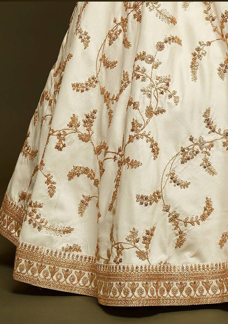 White Emboridered Blended Lehenga Choli - Indya